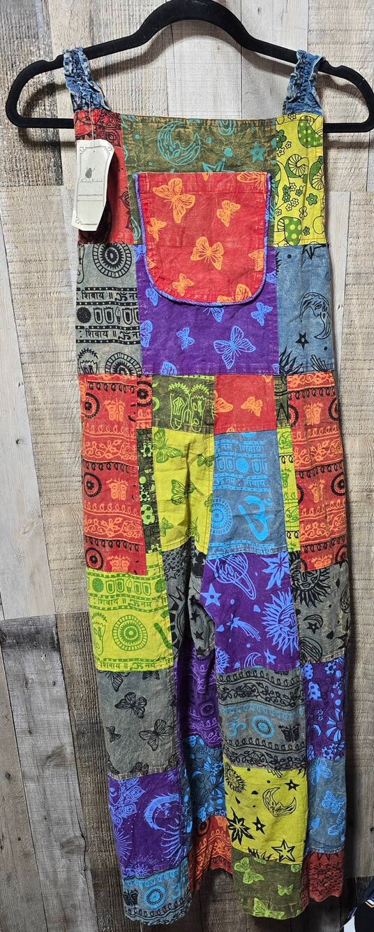 Himalaya Handmade Boho Hippie Celestial Butterfly Patchwork Jumpsuit Overalls NW